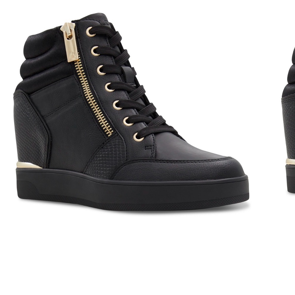Aldo Black and Gold Women's High-Top Sneakers